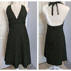 ❌SOLD❌J CREW Halter Dress Navy Green Polka Dots